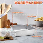 Herogo 8''x 8'' Square Cake Pan, Stainless Steel Square Baking Pan with Lid, Rectangle Cakes Brownie Lasagna Bakeware Set of 4, Healthy & Dishwasher Safe