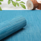 Myir JUN Placemats Set of 6, Vinyl Woven Placemats Place Mats Indoor Washable Table Mats Non-Slip Place mats for Dining Table (Blue, Set of 6)