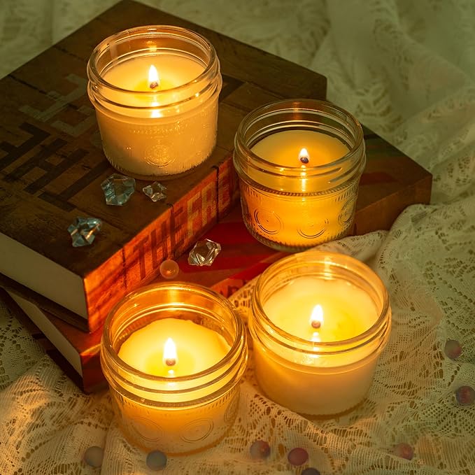 Amzcku 4 oz Glass Mason Jars with Regular Mouth Lids - 24-Pack Glass Canning Jars for Storage, Overnight Oats, Jam, Jelly, Honey, Beans, Spices, Wedding Favors, Shower Favors