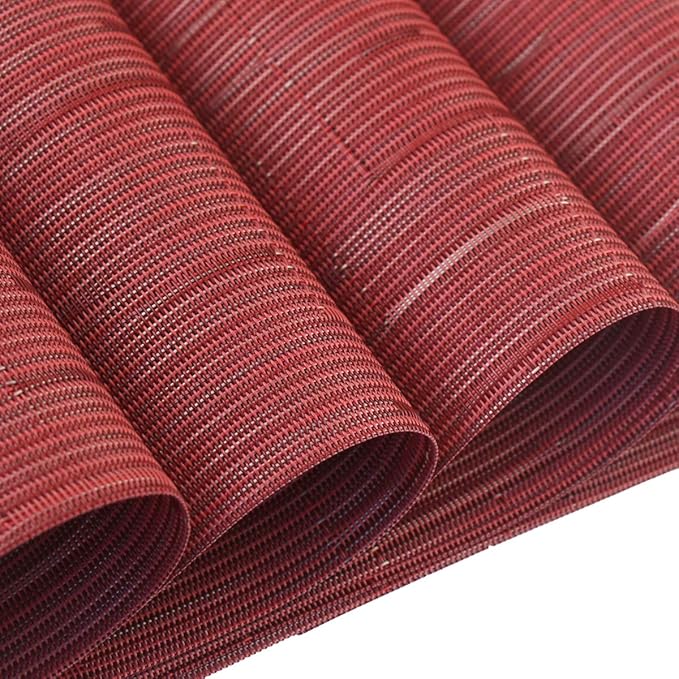 PIGCHCY Placemats,Washable Durable Woven Vinyl Placemats for Dining Table,Heat Resistant Plastic Placemats Set of 6 (18 x 12 inches,Burgundy Red)