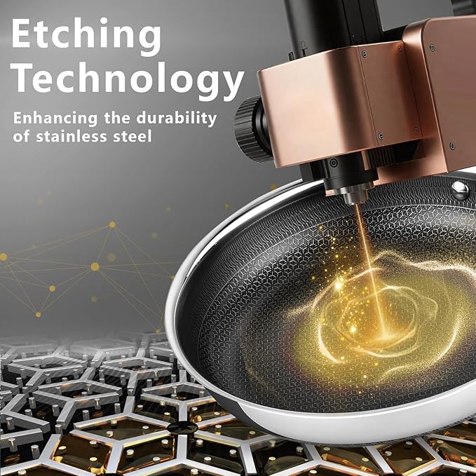 9.5" Non Stick Frying Pans, Stainless Steel Pan, Ceramic Skillet with Stay-Cool Handle, Non Toxic, PFAS PFOA PTFE Free, Dishwasher Safe, Induction, Compatible with All Cooktops