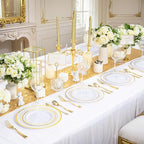 WDF 120 pieces Gold Disposable Plastic Plates - White and Gold Plates Include 10.25" Dinner Plate & 7.5" Salad Plate for Thanksgiving Weddings/Party