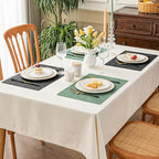 Romanstile Reversible Vinyl Placemats Set of 8, Faux Leather 100% Waterproof Oil-proof Wipeable Place Mats, Heat Resistant Dual Sided Table Mats for Kitchen/Dining/Party (Grey DarkGreen, 12 x 17 Inch)