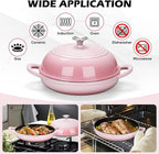 Bread Oven for Sourdough (5.5 QT), Joyfair Enamaled Cast Iron Bread Dutch Oven with Lid, Sourdough Bread Baking Pan with Heavy Duty Dual Handles, Non-Stick & Even Cooking, Oven-safe up to 500°F, Pink