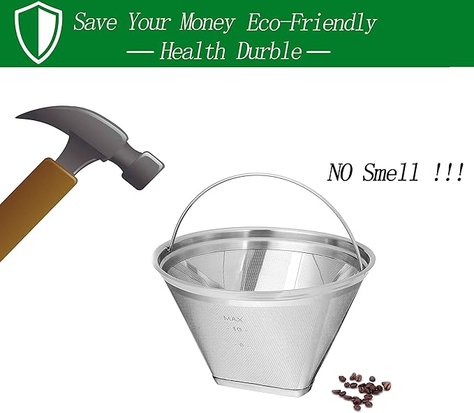 Coffee Filter 4 Cone Coffee Filter Reusable fit for Cuisenart Ninja Hamilton Beach Brewer (Not Applicable to Ninja CE251,Ninja CF200)