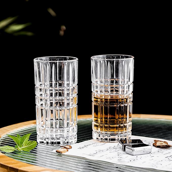 Highball Glasses Set of 6, Tall Beverage Glasses Collins for Water, Juice, Cocktails, Beer, Soda, Wine (14 OZ)