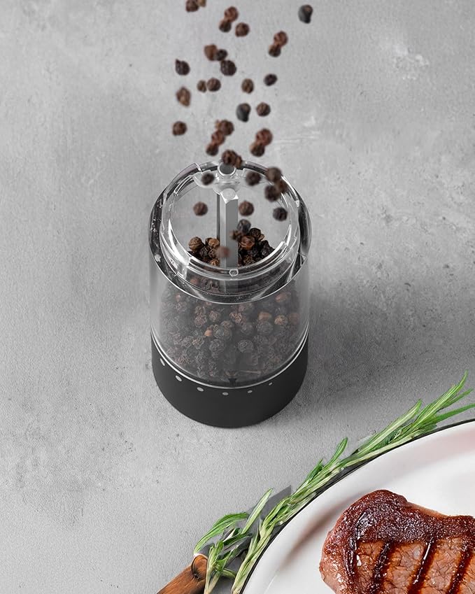 FORLIM 2-Speed Electric Salt And Pepper Grinder Set, External Rotation To Adjust Coarseness, Electric Salt and Pepper Shaker With Charing Base, One-Button Automatic Grinding, Washable Container