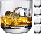 NUDE Whiskey Glasses Set of 4 DOF – 10.75 oz Premium Lead-Free Crystal Old Fashioned Rocks Glasses for Whisky, Scotch & Bourbon – Etched Linear Pattern, Dishwasher Safe Barware