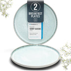 Breakfast Plates, Dessert Plates 2-piece Set Stoneware - Stylish Cake Plates Dishwasher-, Microwave-, Scratch-resistant - Small Plates, Salad Plates in Light Beige-Blue