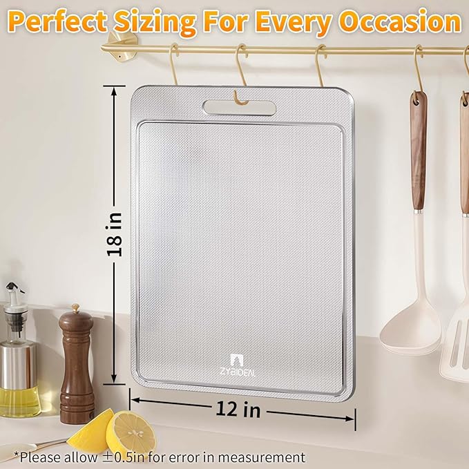 100% Pure Titanium Cutting Board with Groove, Scratch Resistant Chopping Board with Non-slip Pad for Kitchen, Titanium Cutting Boards for Vegetables and Meat, Dishwasher safe 12 * 18 IN