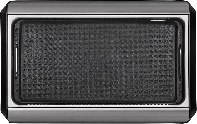 Indoor Smokeless Grill 1500W with Smart LED Touch Screen, Tempered Glass Lid, 2 Removable Ceramic Nonstick Grill & Griddle Plate, in a Modern Stainless Steel Design.