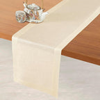 D'Moksha Homes Linen Vanilla Cream Table Runner 102 Inches Long - 100% Pure Linen Dining Table Runner 14 x 102 Inch for Summer, Fall and Halloween - Machine Washable