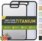 2 Packs Pure Titanium Cutting Boards for Kitchen Chopping Board with Handle 2 in 1 Meat Butcher Block Wedding Day Engagement Hostess Couple Newly Wed Christmas Married Fiancee Unique Cool Gifts