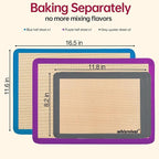 4 Pack Silicone Baking Mat, Non-Stick Silicone Baking Sheet, Food Safe Silicone Mats for Baking, 480℉ Heat Resistant, 2 Half & 2 Quarter (Purple, Blue, Grey)