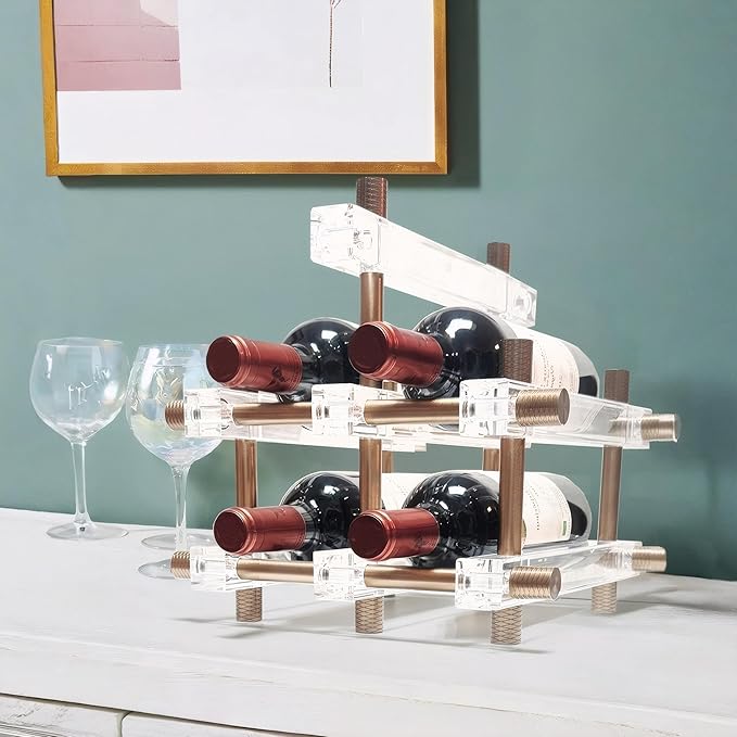 Countertop Bar Liquor Wine Bottle Holder Display Shelf, Wine Rack Organizer Storage Pantry Cabinet for Kitchen Decor