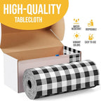 Exquisite Party Solids 54 Inch X 100 Feet Black Gingham Plastic Table Cover Roll in A Cut - to - Size Box with Convenient Slide Cutter. Cuts Up to 12 Rectangle 8 Feet Plastic Disposable Tablecloths