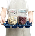 To encounter 8 in 1 Silicone Baking Set - 6 Cake Molds - 2 Silicone Baking Mat, Nonstick Cookie Sheet, Cake Muffin Bread Pan with Grips and Metal Reinforced Frame More Strength, Navy Blue