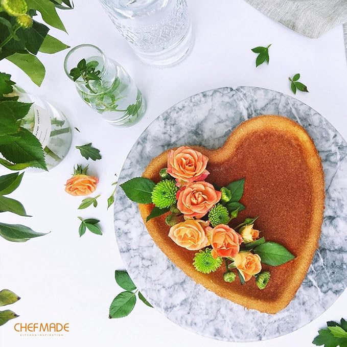 CHEFMADE Heart-Shaped Cake Pan, 8-Inch Non-Stick Food Bowl Bakeware for Oven Baking (Champagne Gold)