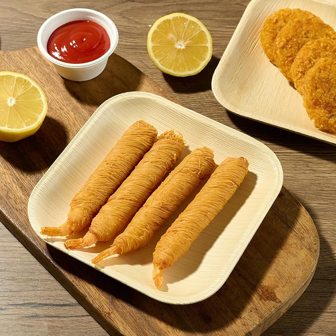 ECOLipak 6 Inch Compostable Palm Leaf Plate Like Bamboo Plate, 50 Pack Disposable Biodegradable Plates Suitable for Party, Dinner