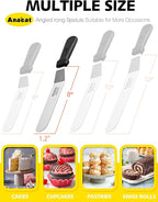Anaeat Icing Spatula, Professional Cake Angled Offset Spatula with 8" Stainless Steel Blade - Thickened Frosting Knife with Durable Plastic Handle for Cake Decorating, Pastry & Baking