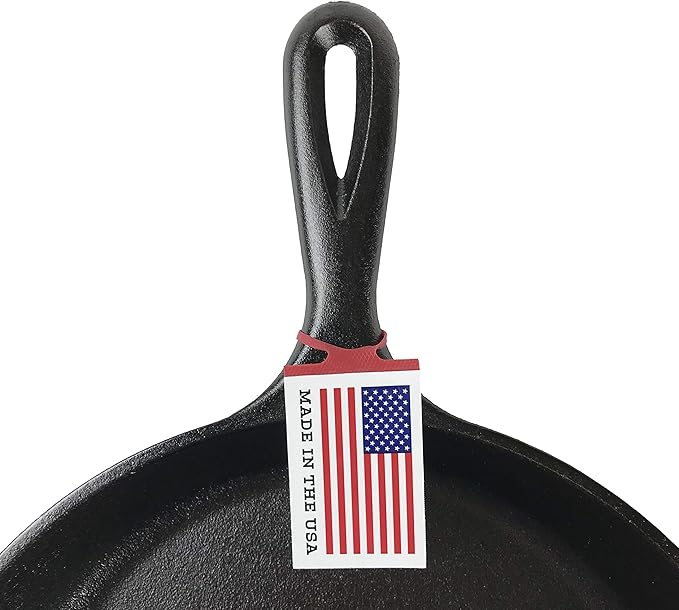 Lodge 12 Inch Cast Iron Pre-Seasoned Skillet – Signature Teardrop Handle - Use in the Oven, on the Stove, on the Grill, or Over a Campfire - Black