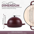 Cast Iron Dutch oven Pot with Lid for Sourdough Bread Baking – Versatile Bread Oven with Non-Stick Enamel Coating, Matte Finishing, Exquisite Embossed Pattern & Ergonomic Handles