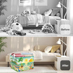 Summer Tropical Beach Storage Basket Collapsible Clothes Kid Laundry Hamper Palm Tree Large Picnic Basket Boy Girl Book Toy Box Bin, Green, 36L