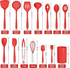 HaWare Kitchen Utensils, 14 PCS Silicone Cooking Utensils Set, Heat Resistant Kitchen Utensils for Non-stick Cookware, Kitchen Gadgets Tools with Spoons, Spatulas, Whisk, Dishwasher Safe (Red)