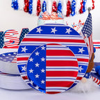 FLOWERCAT 60PCS 4th of July Plates & Red White Blue Plates for Independence Day, Memorial Day - American Flag Plastic Plates Include 30PCS 10.25inch Dinner Plates and 30PCS 7.5inch Dessert Plates