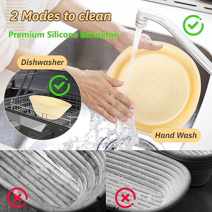 Silicone Bread Proofing Basket, Complete Set for Bread Making With Essential Tools, Easy to Clean and Store