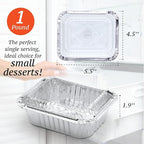 Spare Essentials 110 Pack - Small Aluminum Pans with Plastic Lids 1LB Disposable Baking Foil Containers, Takeout Food Storage, Freezer, for Restaurants & Catering - Size 5.5x4.5x1.9
