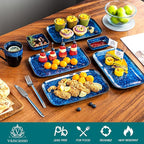 vancasso Stern Serving Platters Set of 4, 11 Inches Rectangular Ceramic Serving Plates, Blue Serving Trays for Entertaining