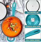 E-far Enameled Cast Iron Sauce Pan, 2 Quart Dutch Oven Saucepan with Lid, Small Sauce Pot for Cooking, Boiling, Healthy & Non Toxic, Induction & Oven Safe, Green