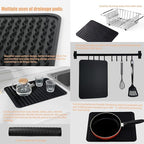 Stainless Steel Dish Drying Rack(15.2"L X 11"W X 5.3"H), Expandable Fruit & Vegetable Drain Rack over Sink, Dish Drainer Rack in Sink, with Stainless Steel Utensil Holder & Silicone Mat(16")