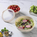 COOK WITH COLOR Mixing Bowls with TPR Lids - 12 Piece Plastic Nesting Bowls Set includes 6 Prep Bowls and 6 Lids, Microwave Safe (Brown)