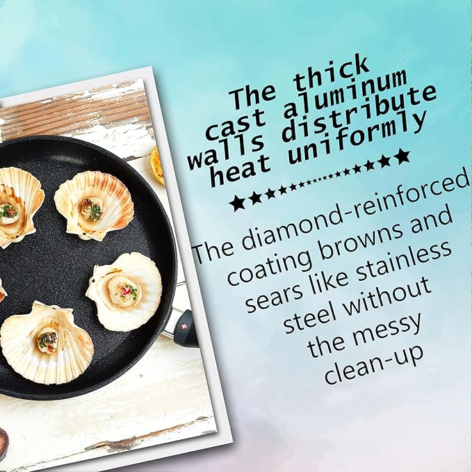 Swiss Diamond Frying Pans Nonstick with Lid, Features Nonstick Diamond Coated Aluminum Skillets and Oven Safe Frying Pans with Lids, Cover Included, 12.5 Inch