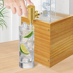 Beverage Dispenser with Stand, 2 Gallon Drink Dispenser, Drink Dispensers for Parties, Individual Ice Container (Wood)