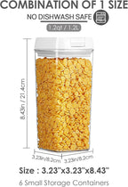 Vtopmart 6 PCS Airtight Food Storage Containers, BPA Free Plastic Snack Cereal Containers with Easy Lock Lids, for Kitchen Pantry Organization and Storage, Include 24 Labels, 1.2L