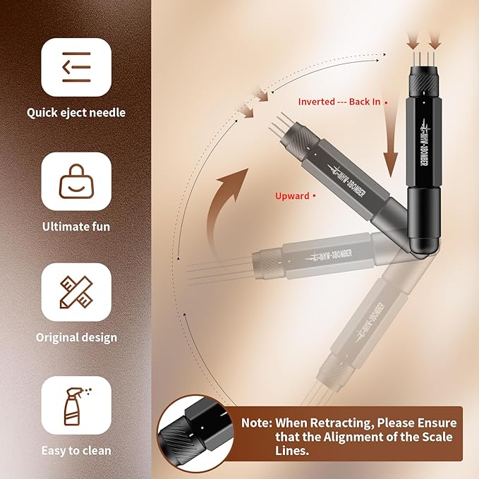 MHW-3BOMBER Retractable WDT Tool Espresso Distribution Tool with Magnetic Store, Adjustable Range Coffee Stirrer Tool for Barista, 0.4mm 8 Stainless Steel Needles with 8 Extra, Silver, T6189S-OS