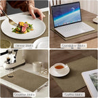 Romanstile Cloth Placemats Set of 4-12 x 18 Inch, Heat Resistant Double Layered Thickened Burlap Place Mats, Washable Faux Linen Farmhouse Table Mats for Kitchen/Dining/Party/Outdoor, Khaki