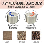 Salt and Pepper Grinder Set Manual 2 Pack | Large Round Salt and Pepper Shakers Set | 7.5 inch Stainless Steel Salt Grinder Refillable | Manual Pepper Grinder (Stainless Steel)