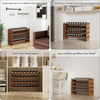 Bambloom Wine Rack Freestanding Floor, Stackable Wine Bottle Storage, Wooden Free Standing Wine Stand Organizer for Kitchen,Cellar. 36 Bottles Wine Holder Display Shelves for Champagne (Walnut)