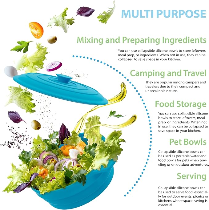 Bakerpan Silicone Microwave Egg Cooker, 4.75" x 1.75" Small Microwave Bowl with Lid, Mini Collapsible Silicone Egg Poacher, 1 1/2 Cup Capacity - Set of 4
