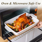 Casserole Dishes for Oven Microwave, Porcelain Baking Dishes with Handles, Rectangular Deep Lasagna Pans, Premium Ceramic Bakeware, Yellow 2.9 Qt (8.46"x14.56") Housewarming Gift