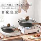 Vinchef Pots and Pans Set, 12pcs Nonstick Induction Kitchen Cookware Sets with Stay-Cool Handles, Frying Pans and Saute Pan with Lid, Silicone Cooking Utensil Sets and Pot Protectors, PFAS, PFOA Free