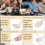 E-far 10 Pieces Silicone Cooking Utensils Set, Heat Resistant Kitchen Utensil Set for Nonstick Cookware, Kitchen Cooking Tools with Spatula, Spoon, Slotted Turner, Non-Toxic & Dishwasher Safe (Khaki)