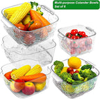 Taiuloo 6-Piece Colander Strainer Bowl Set, BPA-Free Plastic Fruit & Vegetable Washing Basket, Kitchen Colanders & Mixing Bowls for Pasta Berry Salad, 2/3.5/7QT