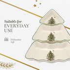 Spode Christmas Tree Dip Bowls - 3 Piece Ceramic Christmas Dipping Set - Festive Salsa Bowls for Holidays - Durable, Dishwasher Safe - Holiday Dinnerware