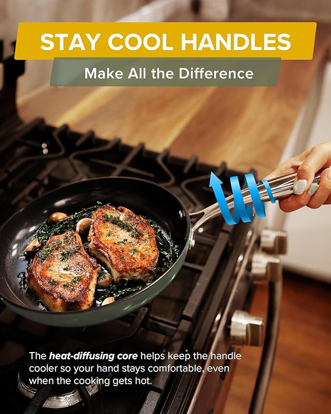 Nuwave Lux 13-Piece Premium Cookware Collection, Healthy G10 Duralon Blue Ceramic Nonstick, Ultra Durable, PFAS-Free, Lightweight & Works on All Cooktops