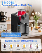 2-IN-1 Slush Machine & Ice Cream Maker Machine, 6 Modes for Smoothies, Milkshakes, Cocktails, Margarita, and Ice Cream, Double-Layer Tank, With Ice Cream Cone Holder, Self-Cleaning, For Home Use, Grey